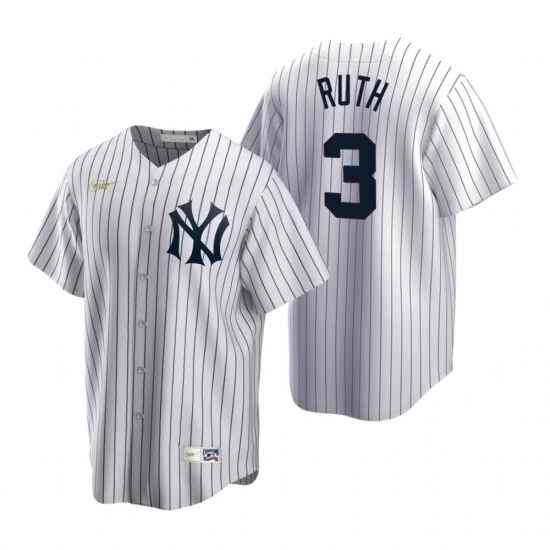 Mens Nike New York Yankees 3 Babe Ruth White Cooperstown Collection Home Stitched Baseball Jerse